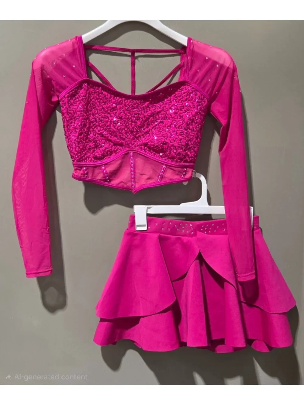Weissman Elite Pink Pony Club Style 17580 2 Pc Performance Crop & Skirt Size MA